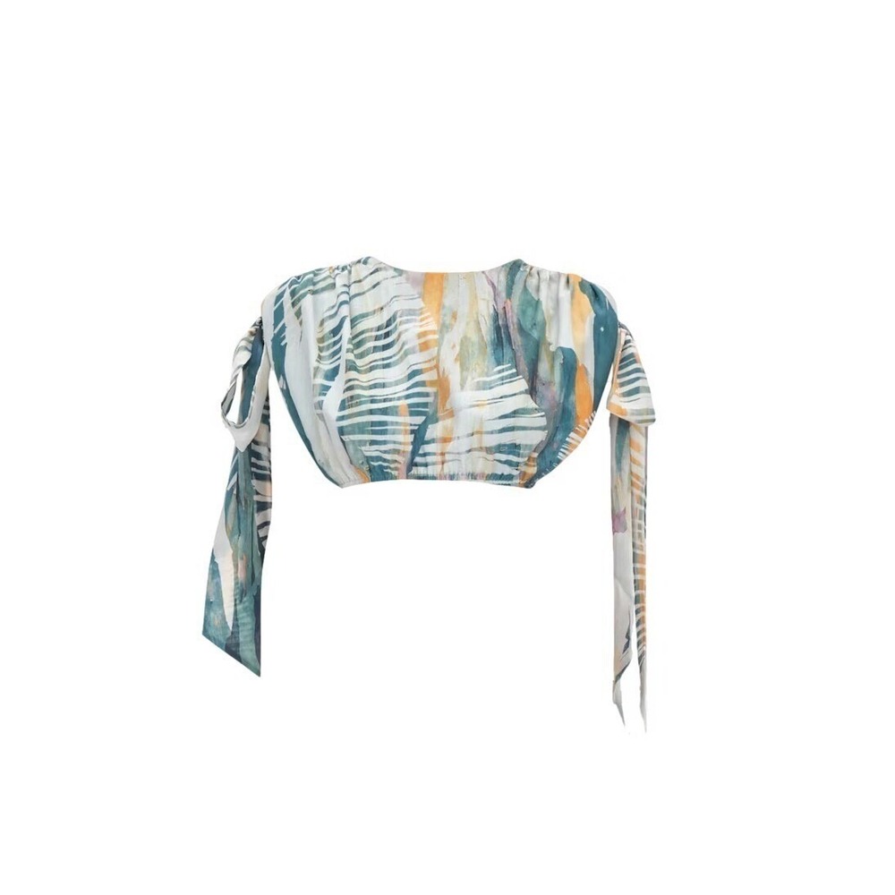 Andrea Iyamah NEW Women's Halima Crop Top Abstract Bark Size XXL MSRP $194